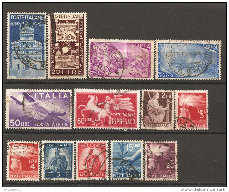 ITALIA - 1945-49  13 Francobolli Diversi, Perfetti E Con Annulli Non Deturpanti - 1946-60: Usati