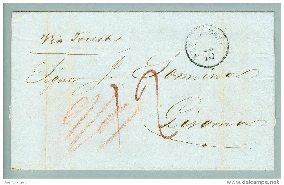 Afrika  Aegypten österr.Post Alexandria 1854-10-19 über Triest Nach Livorno - Levant Autrichien