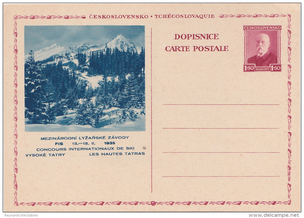 1935 Czechoslovakia Ps Card Concours Internationaux De Ski Les Hautes Tatres 1.50k, Unused - Ansichtskarten