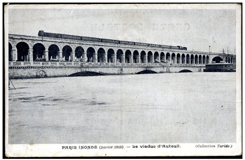 PARIS INONDÉ (janvier 1910).- LE VIADUC D´AUTEUIL. - De Overstroming Van 1910