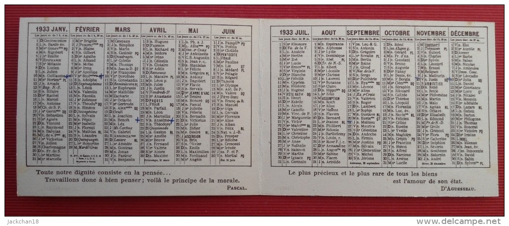 - LA SOCIETE DES FOYERS UNION FRANCO AMERICAINE - PETIT CALENDRIER - JEUNESSE PENSIVE - - Tamaño Pequeño : 1921-40