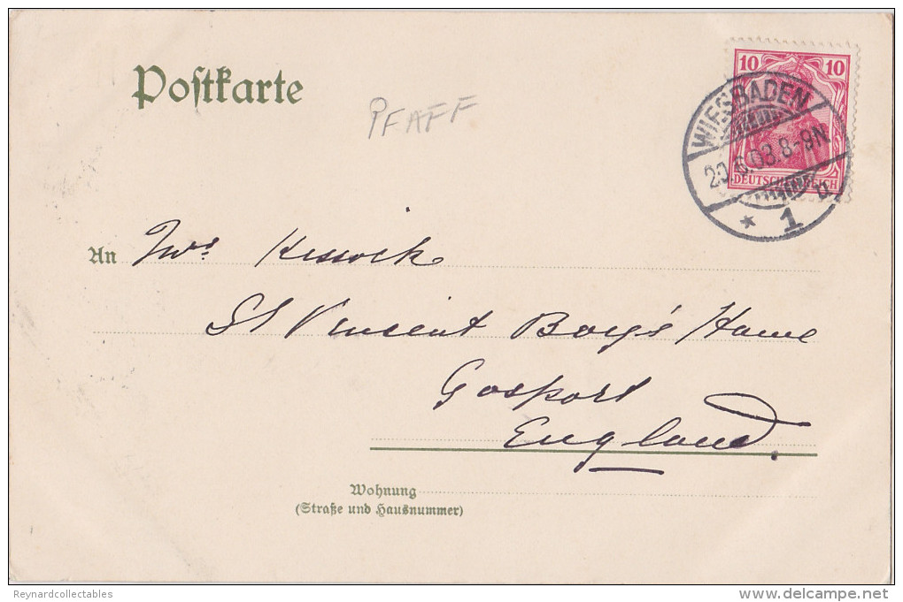 1903 Germany Kunstlerkarte C.Pfaff Signed Pc Gruss Aus Wiesbaden Russian Orth. Church Used - Kley