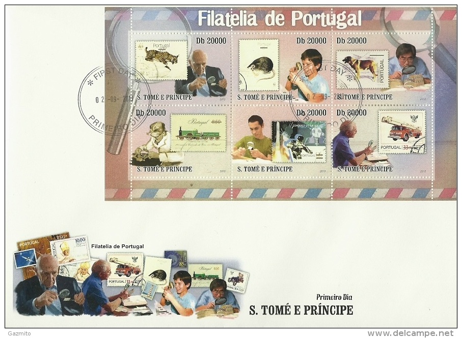 S. Tomè 2010, Stamp On Stamp, Fire Engines, Dog, Space, WWF, Train, 6val In BF  In 2FDC - Africa