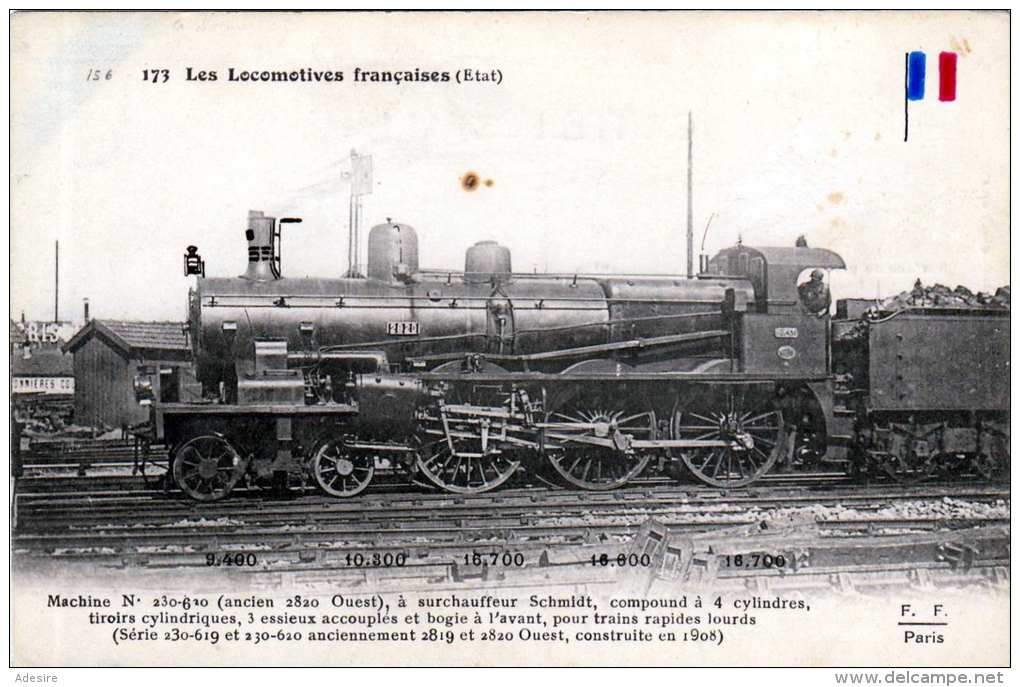 Französische Dampflok, Karte Um 1910 - Eisenbahnen