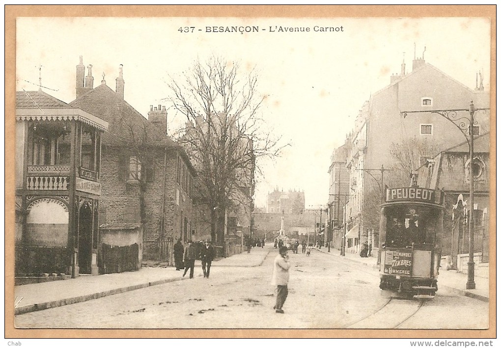 437 - BESANCON - L'Avenue Carnot - TRAMWAY - TRAIN - PUB, PEUGEOT - Besancon