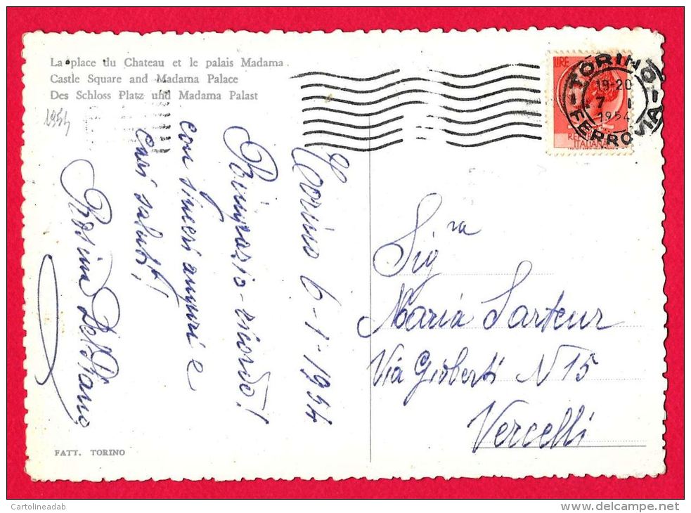 [DC5473] CARTOLINA - TORINO - PALAZZO MADAMA - Viaggiata 1954 - Old Postcard - Palazzo Madama
