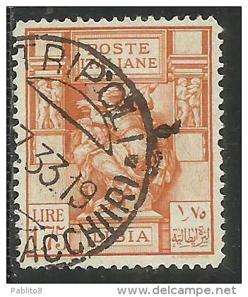 LIBIA 1931 PITTORICA E SIBILLA LIRE 1,75 DENT. PERF. 14 USATO USED OBLITERE´ - Libya