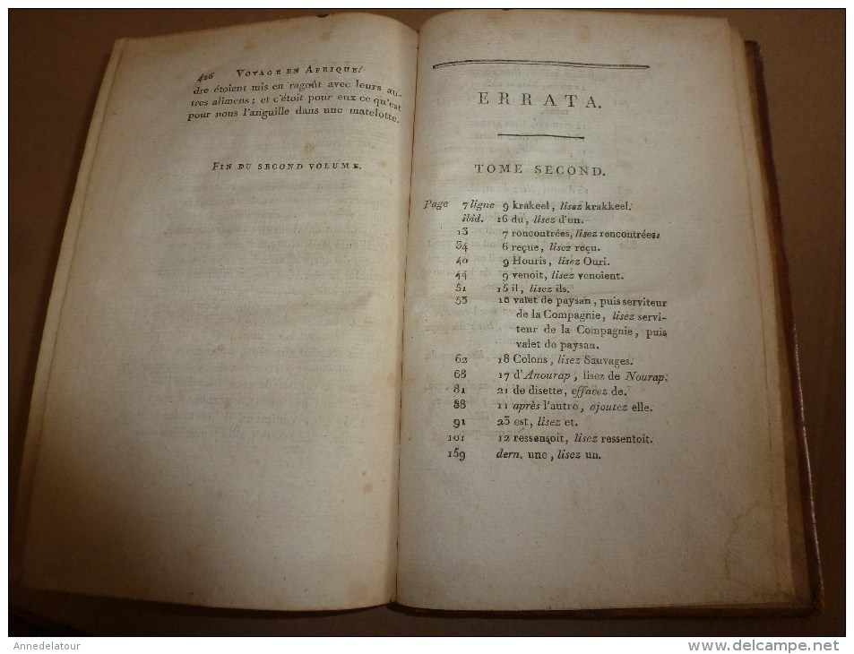 1783-84 et 85 tome 1 et 2 Second VOYAGE dans l'intérieur de l'AFRIQUE par le Cap de Bonne Espérance , par F. Levaillant