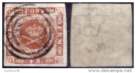 Danimarca-F0012 - 1858 - Y&T: N. 8 (o) - Privo Di Difetti Occulti. - Used Stamps