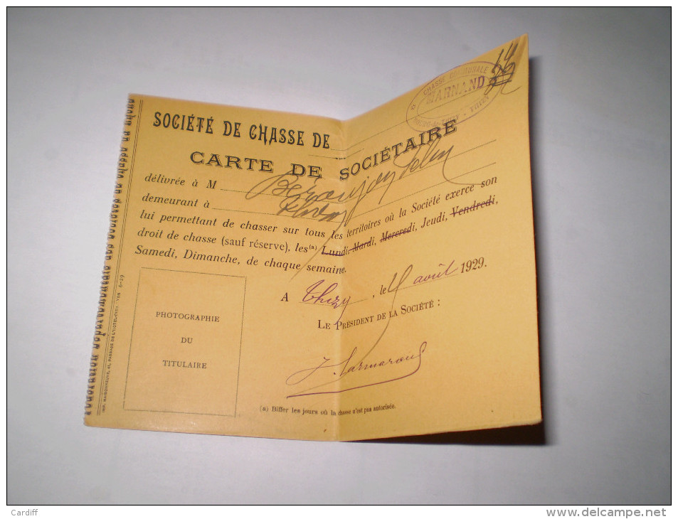 Carte Fédérale ; Société De Chasse Du Rhone. Chasse Communale Marnand à Bourg De Thizy. Pas De Photo - Other & Unclassified