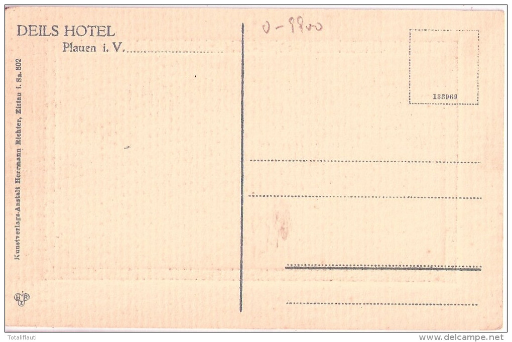 PLAUEN Im Vogtland Deils Hotel Halle Vestibüle Passepartout Prägerahmen Ungelaufen - Plauen