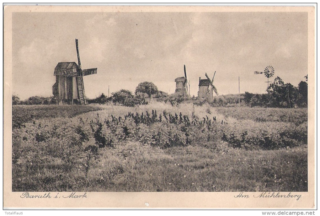 BARUTH Mark Am Mühlenberg 3 Windmühle N 1 Windrad Repeller Molen Mill 10.3.1932 Gelaufen - Baruth