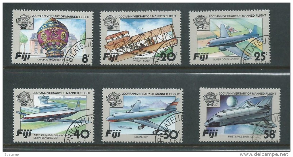 Fiji 1983 Manned Flight Aeroplane Set 6 FU - Fiji (1970-...)
