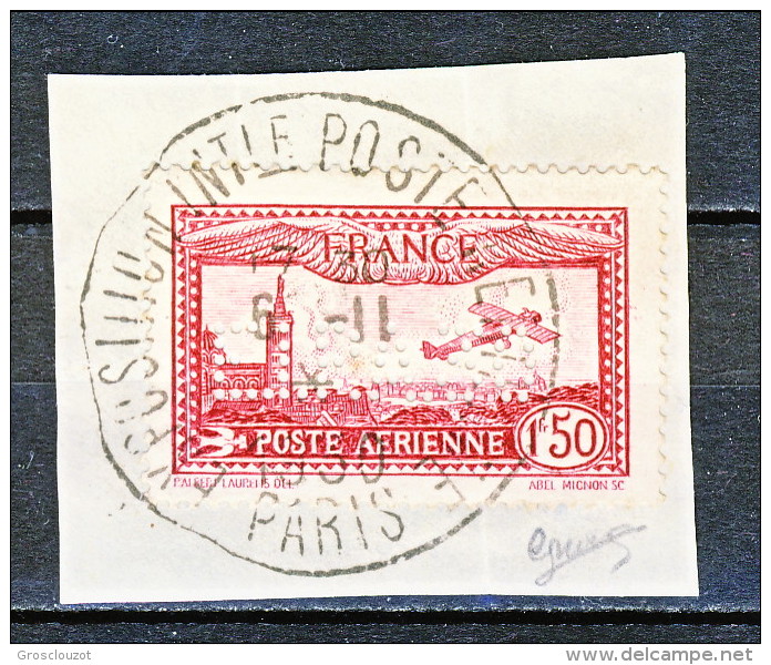 Francia PA 1930 Aereo Su Marsiglia Y&T N. 6D F 1,50 Su F 5 Carminio Frammento Catalogo € 5350 Certificato Biondi - 1927-1959 Mint/hinged