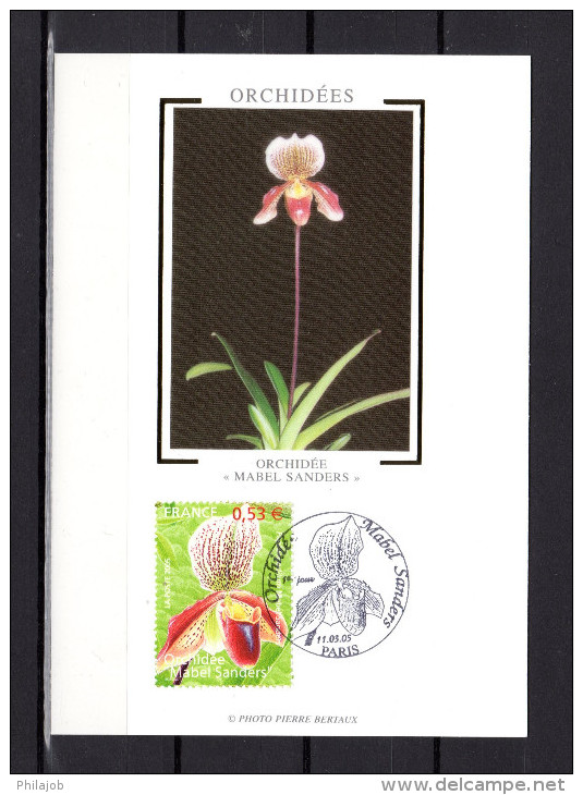 Carte Maximum En Soie De 2005 N° YT 3763 " ORCHIDEE MABEL SANDERS " En Parfait état. CM - Orchidées