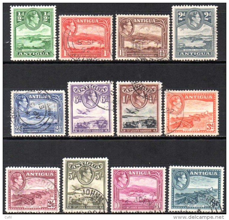 ANTIGUA 1938-48. The Complete Set Of George VI, Very Fine Used (12) - 1858-1960 Colonia Británica