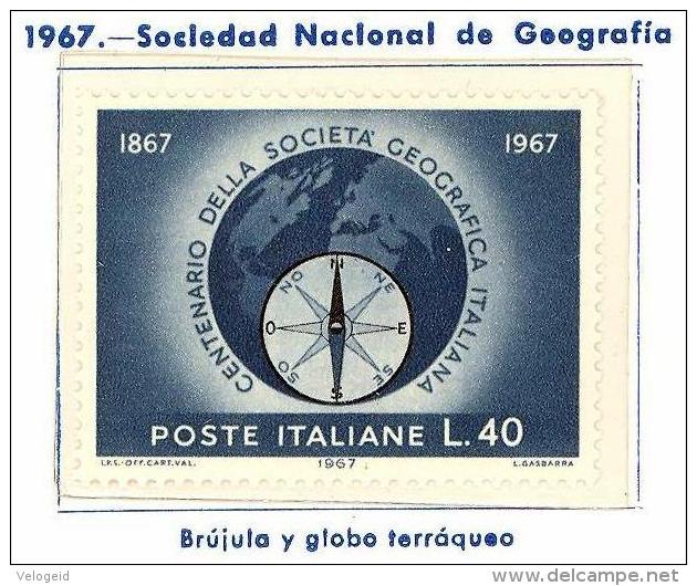 Italia. Italy. 1967 (**) National Geographic Society. Compass - 1961-70: Mint/hinged