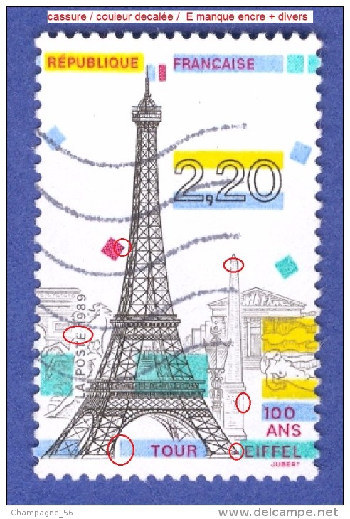 1989  N°  2580  CENTENAIRE DE LA TOUR EIFFEL  OBLITÉRÉ 1.00 € - Usados