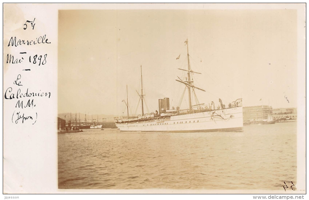 BOUCHES DU RHONE  13  MARSEILLE  PAQUEBOT  LE CALEDONIEN MESSAGERIES MARITIMES  CARTE PHOTO   PIONNIERE(PHOTO DE 1898) - Non Classés