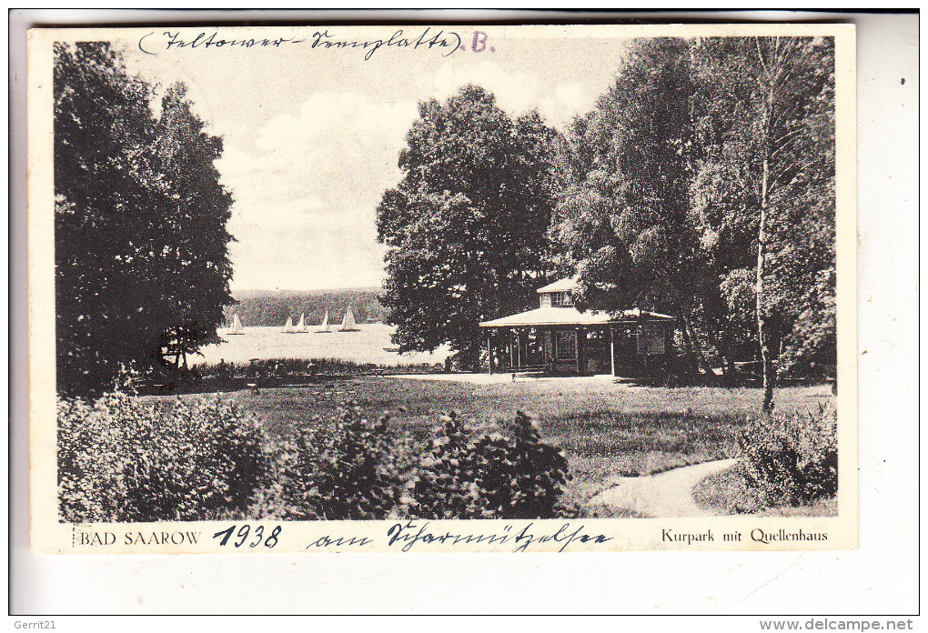 0-1242 BAD SAAROW, Kurpark Mit Quellenhaus, 1938 - Bad Saarow