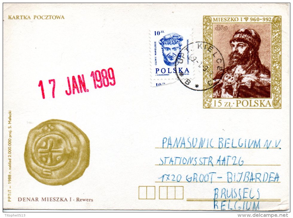 POLOGNE  Entier Postal De 1988 Ayant Circulé. Mieszko Ier De Pologne. - Stamped Stationery