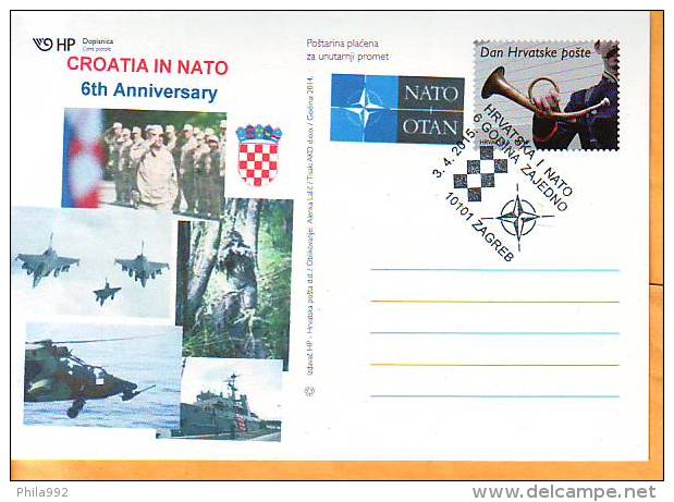 Croatia 2015 Y Postcard Overprint 6th Ann Of NATO Membership  Postmark Zagreb 03.04. - Croatia