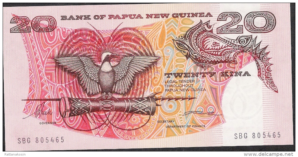 PAPUA NEW GUINEA P10b2  20  KINA  Intro.1985  Signature 5 (1994) RARE SIGNATURE   UNC. - Papouasie-Nouvelle-Guinée