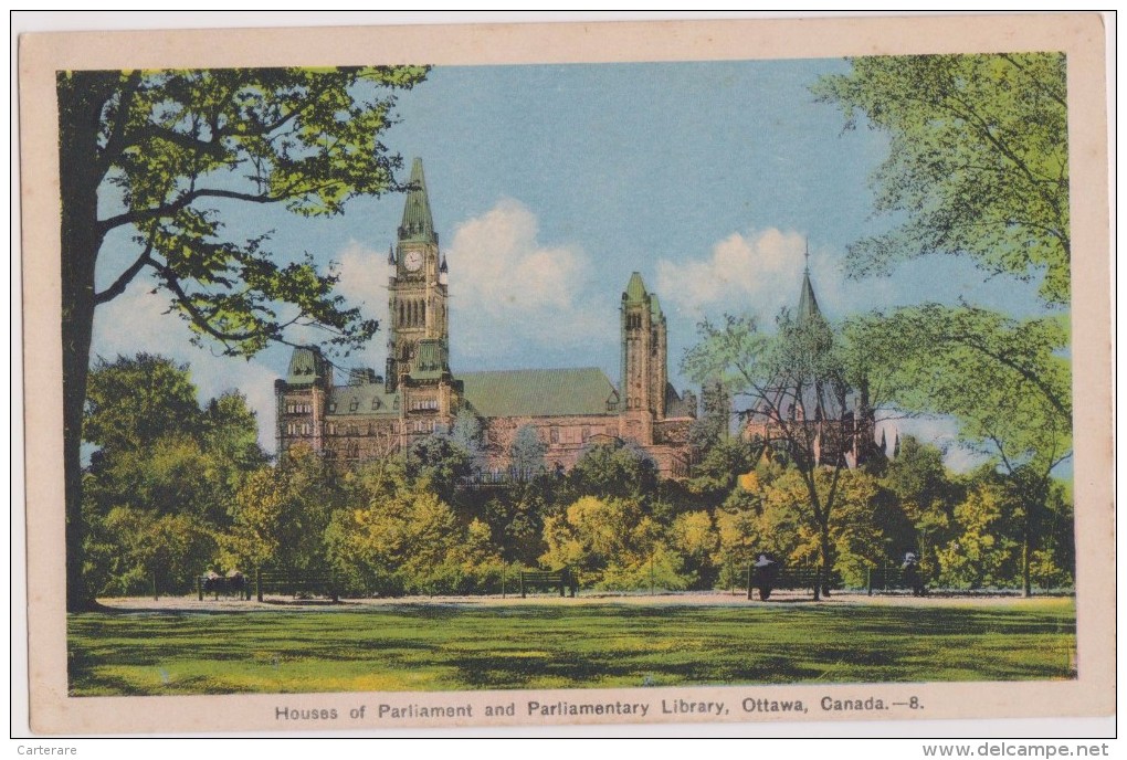 AMERIQUE,CANADA,ONTARIO,O TTAWA,1930,PARLIAMENT,PAR LEMENT,LIBRARY,PARC ANCIEN,BANC PUBLIC - Ottawa