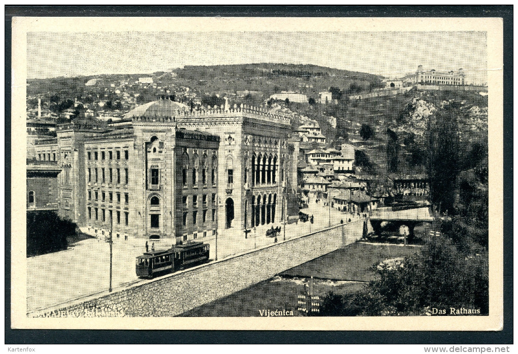 Sarajevo _ 1, Vijecnica, Rathaus, Tram, Tramway, Kopcic - Bosnien-Herzegowina
