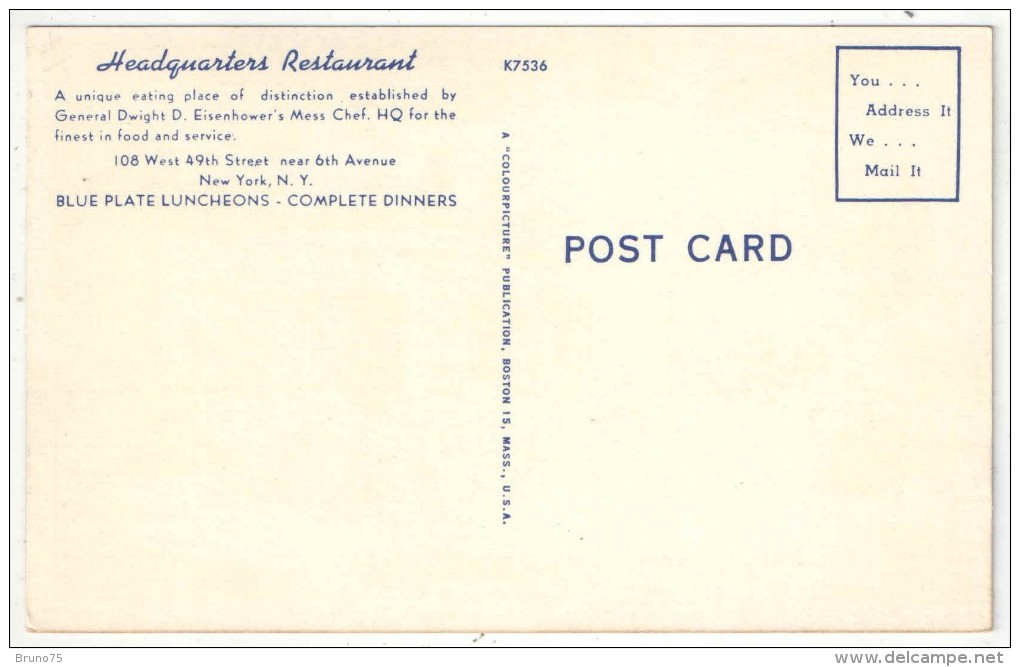 Headquarters Restaurant, 108 West 49th Street, New York, N.Y. - Wirtschaften, Hotels & Restaurants