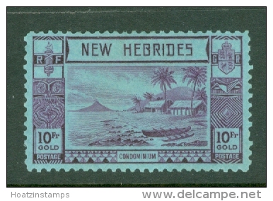 New Hebrides: 1938   Gold Currency - Lopevi Island & Canoe   SG63   10Fr   MH - Unused Stamps