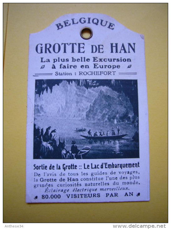 Petite étiquette Pub Villégiature Excursions Namur Belgique Vallée De La Meuse Grotte De Han - Advertising