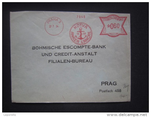 BRIEF Frankotype Freistempel Postfreistempel 1934 PRAHA 5 Kotva Anker /// Tm2131 - Briefe U. Dokumente