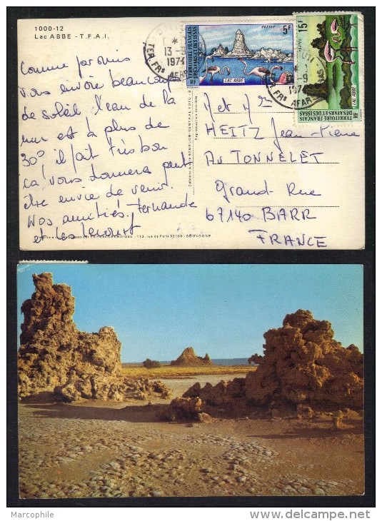 AFARS & ISSAS - DJIBOUTI - LAC ABBE / 1974 CARTE POSTALE VOYAGEE POUR LA FRANCE (ref 6021) - Briefe U. Dokumente