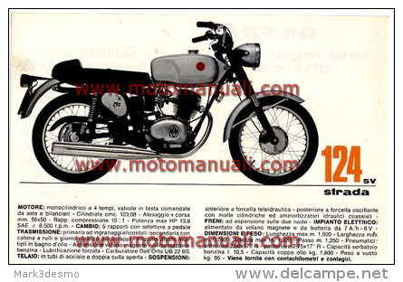 GILERA 124 5V STRADA 1970 Moto Depliant Originale Genuine Brochure Prospekt - Motos