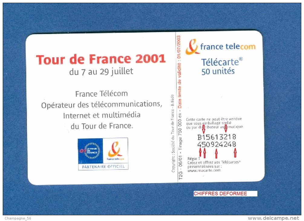 VARIÉTÉS 06 / 01  TOUR DE FRANCE 2001  ROUTE  F1142   970    GEM2   UTILISÉE - Errors And Oddities