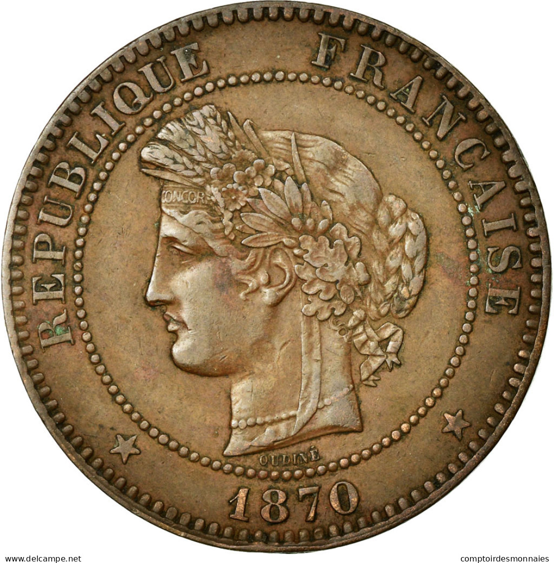 Monnaie, France, Cérès, 10 Centimes, 1870, Paris, TTB+, Bronze, KM:815.1 - D. 10 Centimes