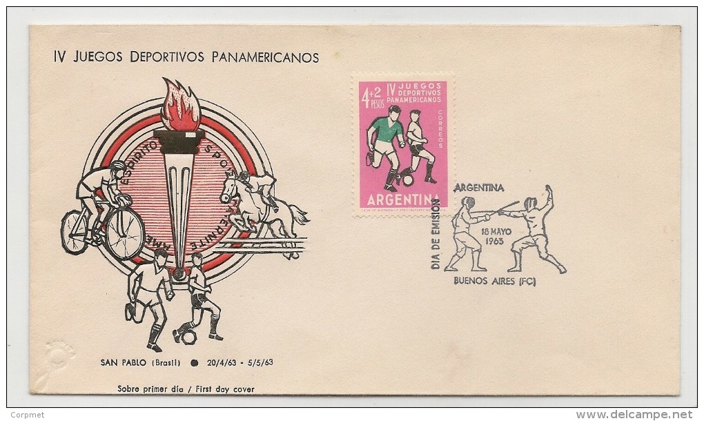 SOCCER - FOOTBALL - Vf 1963 ARGENTINA FDC SAN PABLO IV JUEGOS DEPORTIVOS PANAMERICANOS - Fencing Cancellation - Storia Postale