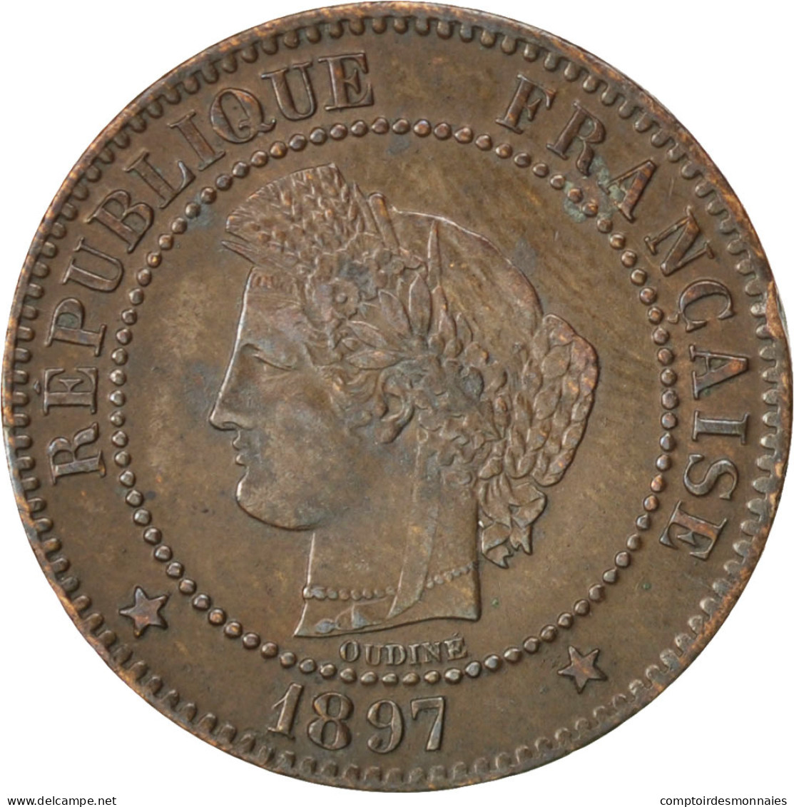 Monnaie, France, Cérès, 2 Centimes, 1897, Paris, TTB+, Bronze, KM:827.1 - B. 2 Centimes