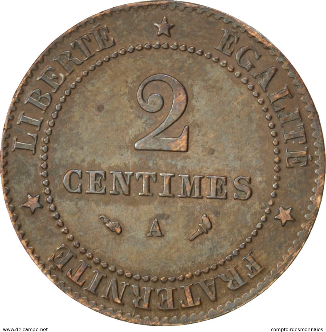 Monnaie, France, Cérès, 2 Centimes, 1897, Paris, TTB+, Bronze, KM:827.1 - B. 2 Centimes