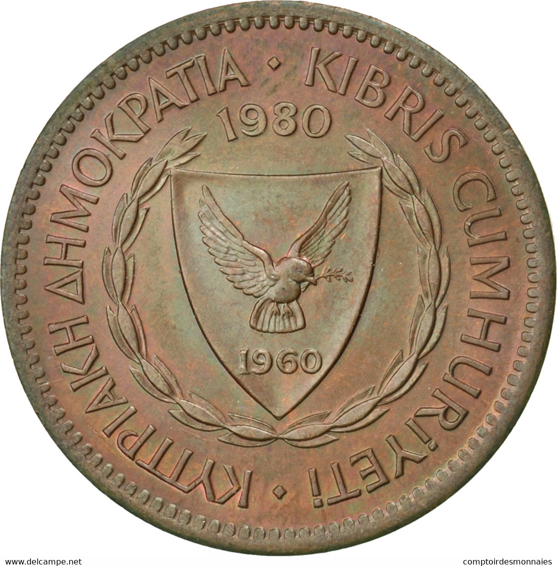 Monnaie, Chypre, 5 Mils, 1980, SPL, Bronze, KM:39 - Zypern