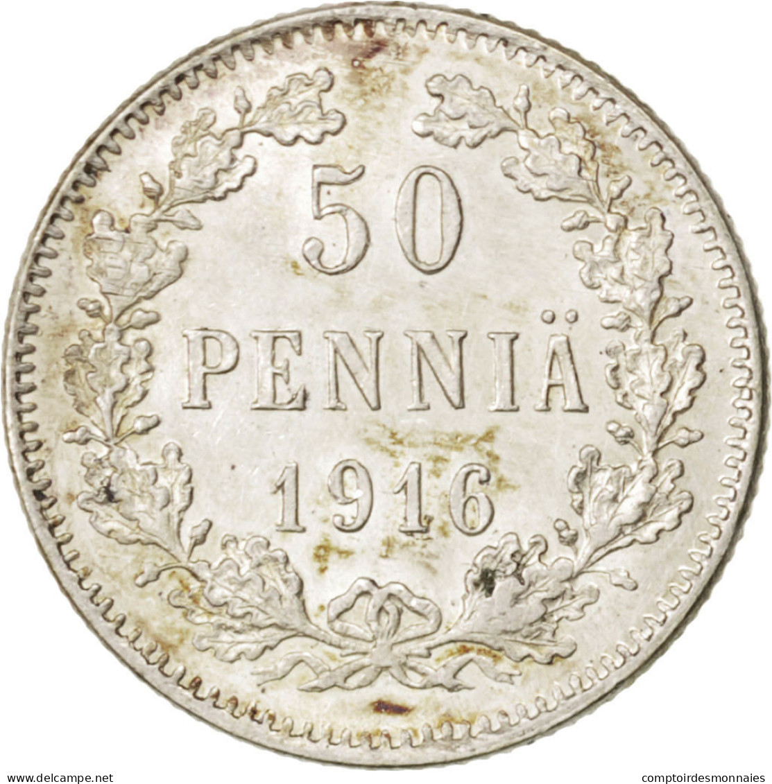 Monnaie, Finlande, Nicholas II, 50 Penniä, 1916, SPL, Argent, KM:2.2 - Finlande