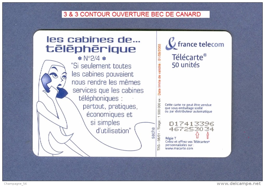 VARIÉTÉS 08 / 01  LES CABINES 2   F1154   970  OB2  UTILISÉE - Variétés