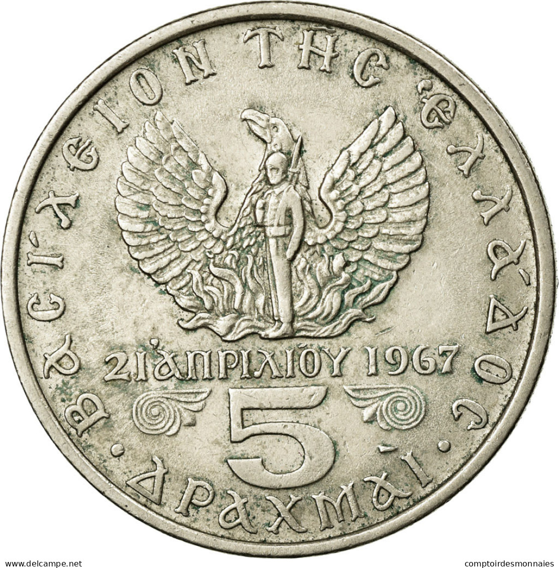 Monnaie, Grèce, Constantine II, 5 Drachmai, 1971, SUP, Copper-nickel, KM:100 - Grèce