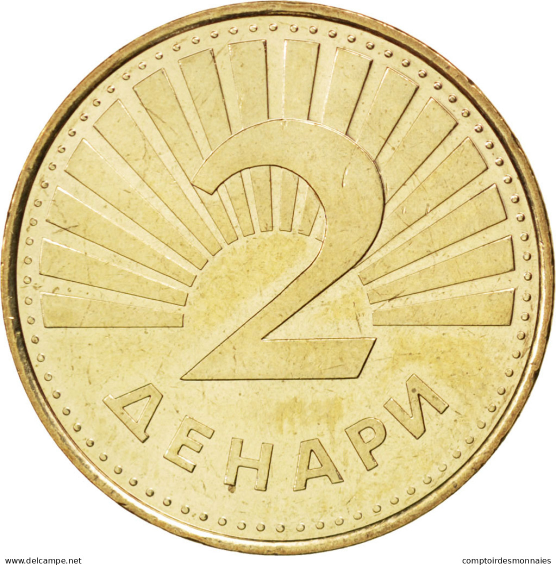 Monnaie, Macédoine, 2 Denari, 2001, SPL, Laiton, KM:3 - Nordmazedonien
