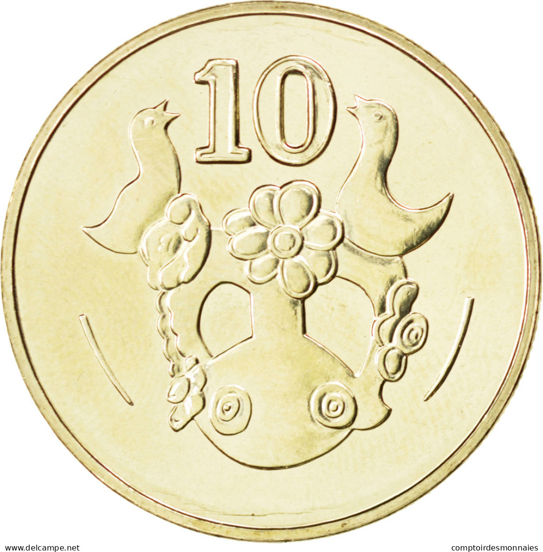 Monnaie, Chypre, 10 Cents, 2004, SPL, Nickel-brass, KM:56.3 - Cyprus