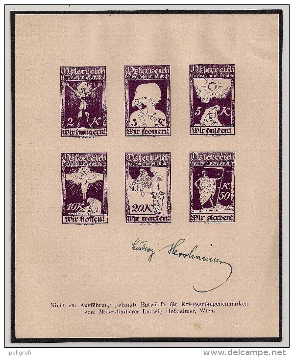 Austria, 1919, 2 Unissued Prisoner-of-War Set, Die Proofs, Signed Ludwig Hesshaimer - Proeven & Herdruk
