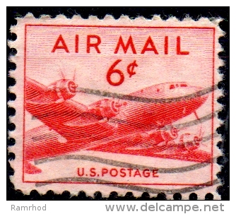 USA 1947 Air. Douglas DC-4 - 6c Red  FU - 2a. 1941-1960 Usados