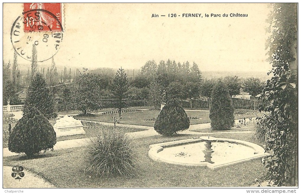 01 AIN FERNEY VOLTAIRE  126 LE PARC DU CHATEAU   EDIT MITL  ECRITE CIRCULEE 1909 - Ferney-Voltaire