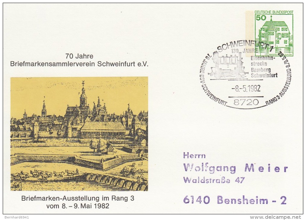 APP 104/148  70 Jahre Briefmarkensammlerverein Schweinfurt E.B., Briefm-Ausst. Im Rang 3, Schweinfurt 1 - Privatpostkarten - Gebraucht